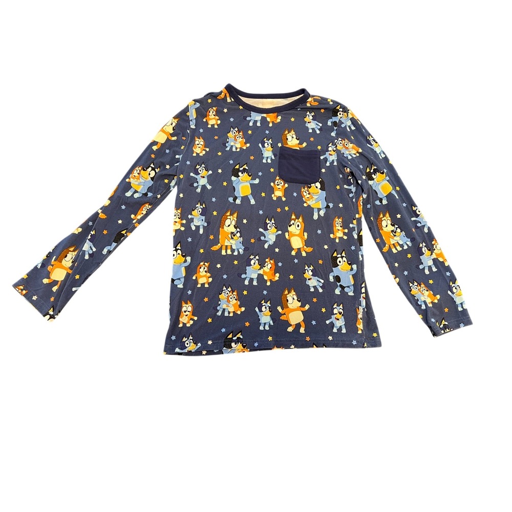 Little Sleepies Bluey Play Collection Bamboo Pajama Top Navy Blue Kids Size 7